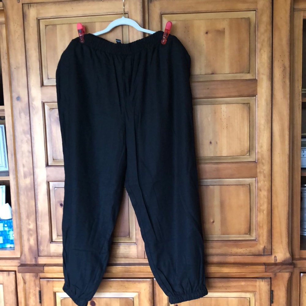 Womens 3x Black Rayon/Linen Pants
